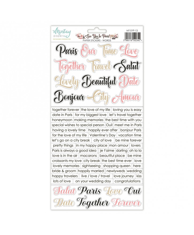 See you in Paris 6 x 12 Paper Stickers - Words