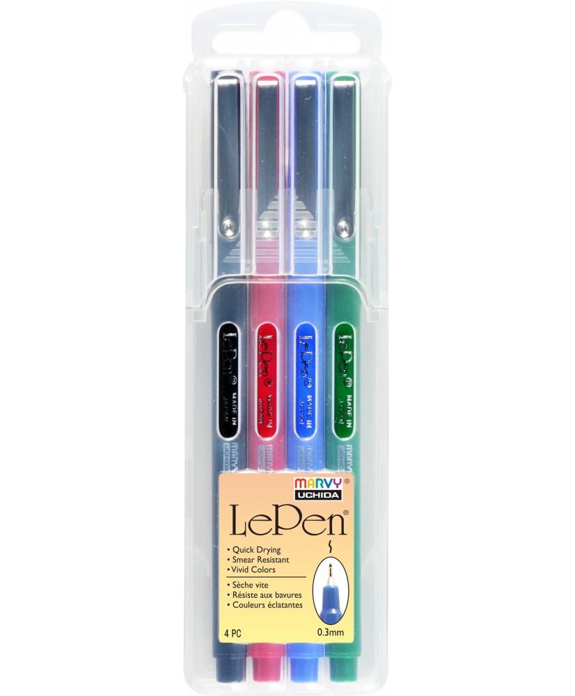 Le Pen Primary 4Pcs 0.3mm pen set in solid case