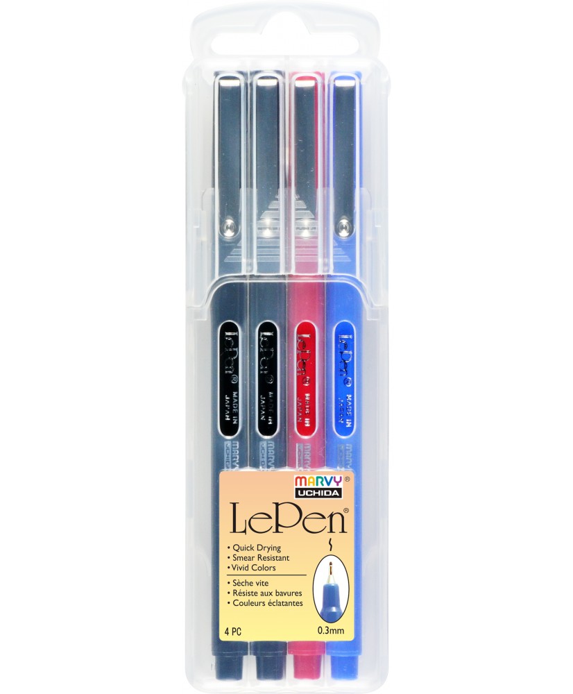 Le Pen Basic 4Pcs 0.3mm pen set in solid case