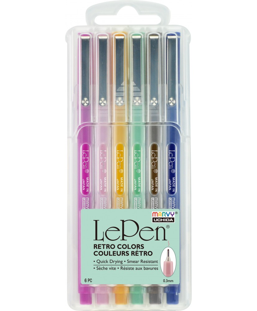 Le Pen Retro 6Pcs 0.3mm set in solid case