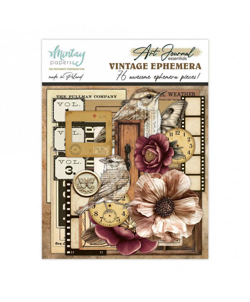 Art Journal Ephemera Pack - Vintage, 76 pcs
