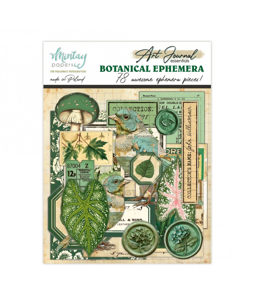 Art Journal Ephemera Pack -Botanical, 78 pcs