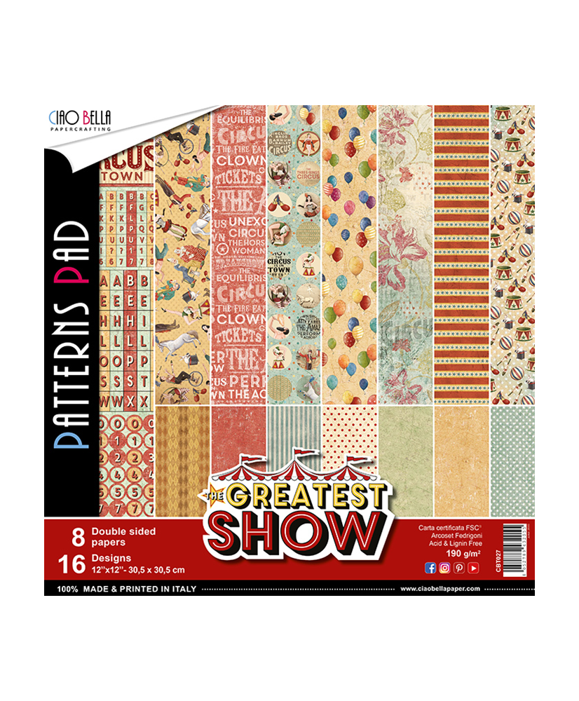 The Greatest Show Double-Sided Patterns Pad 12×12 8 Sheets