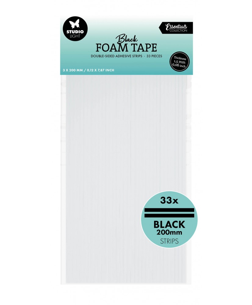 SL Doublesided foam tape Stripes black 3x200x1,5mm 33 Pcs