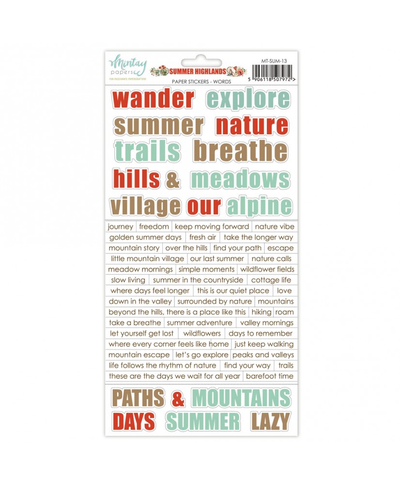 Summer Highlands - 6 x 12 Paper Stickers - Words
