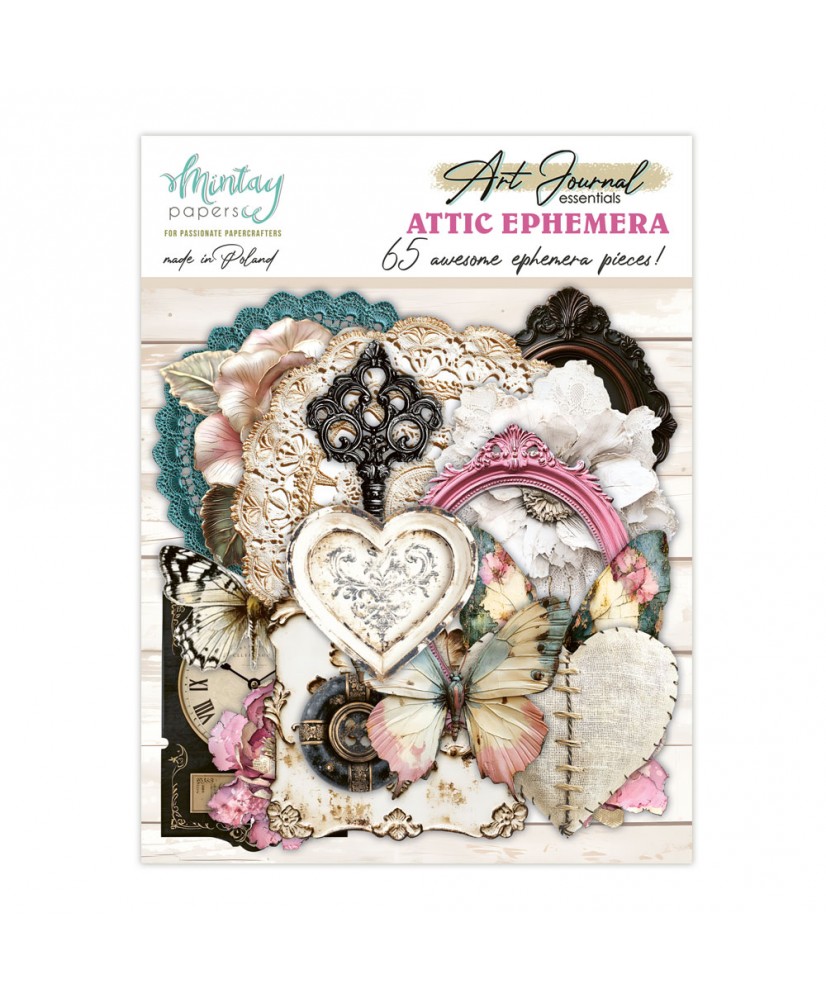 Art Journal Ephemera Pack - Attic, 65 pcs