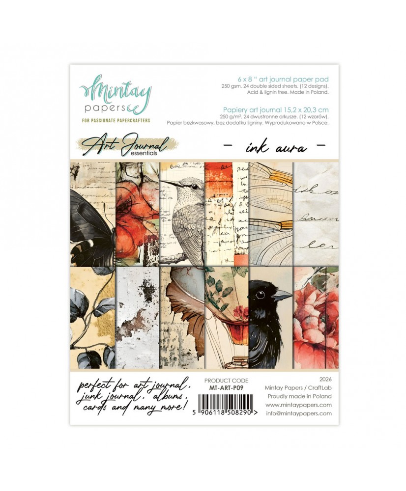 6 x 8 Art Journal Paper Pad - Ink Aura 24Pg