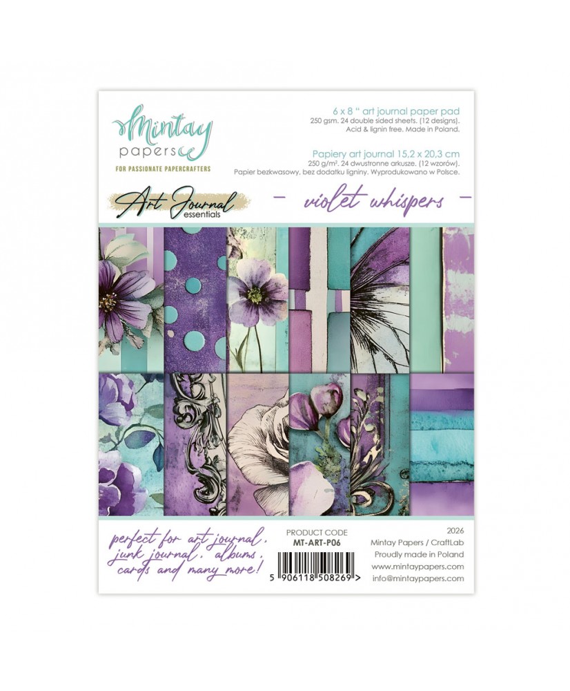 6 x 8 Art Journal Paper Pad - Violet Whispers 24Pg