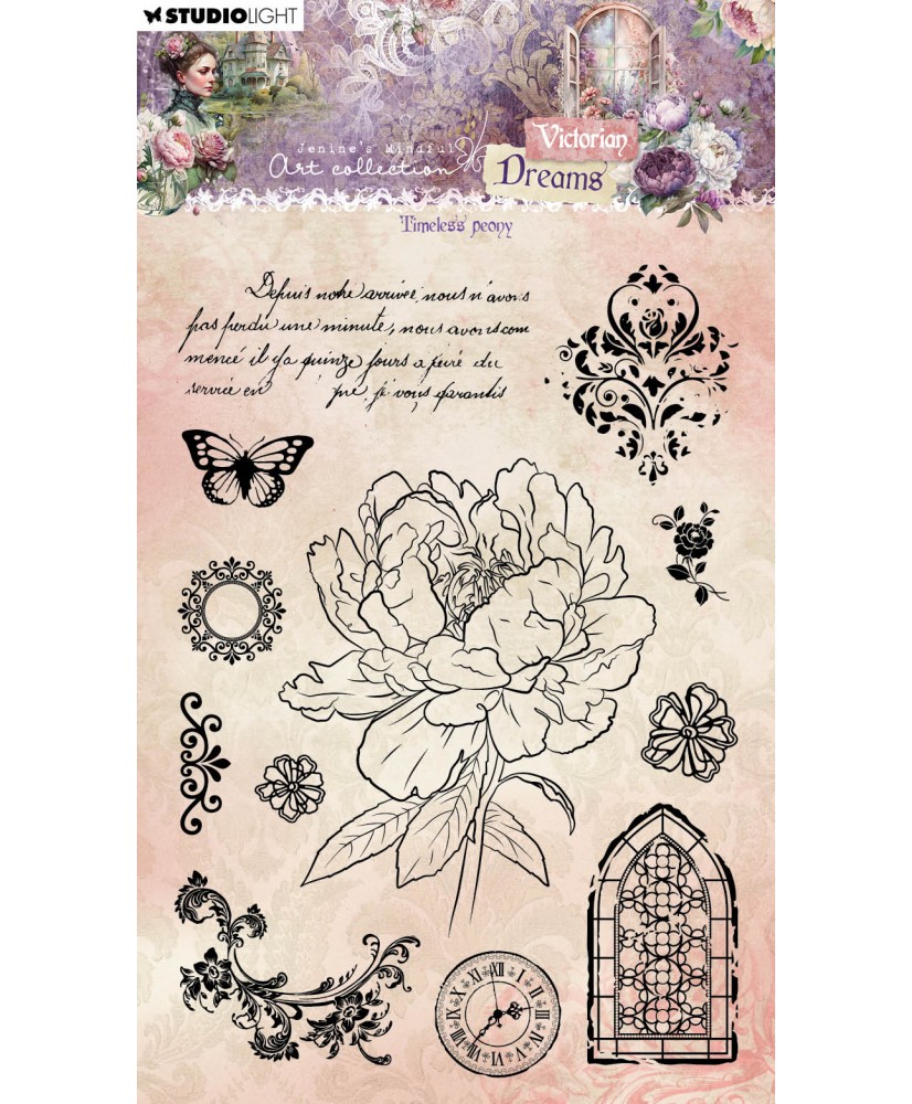 JMA Clear Stamp Timeless peony Victorian 12Pc