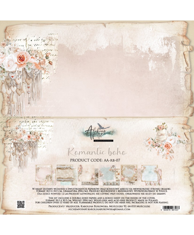 Romantic Boho - Scrapbooking paper set 12x12 6Pg