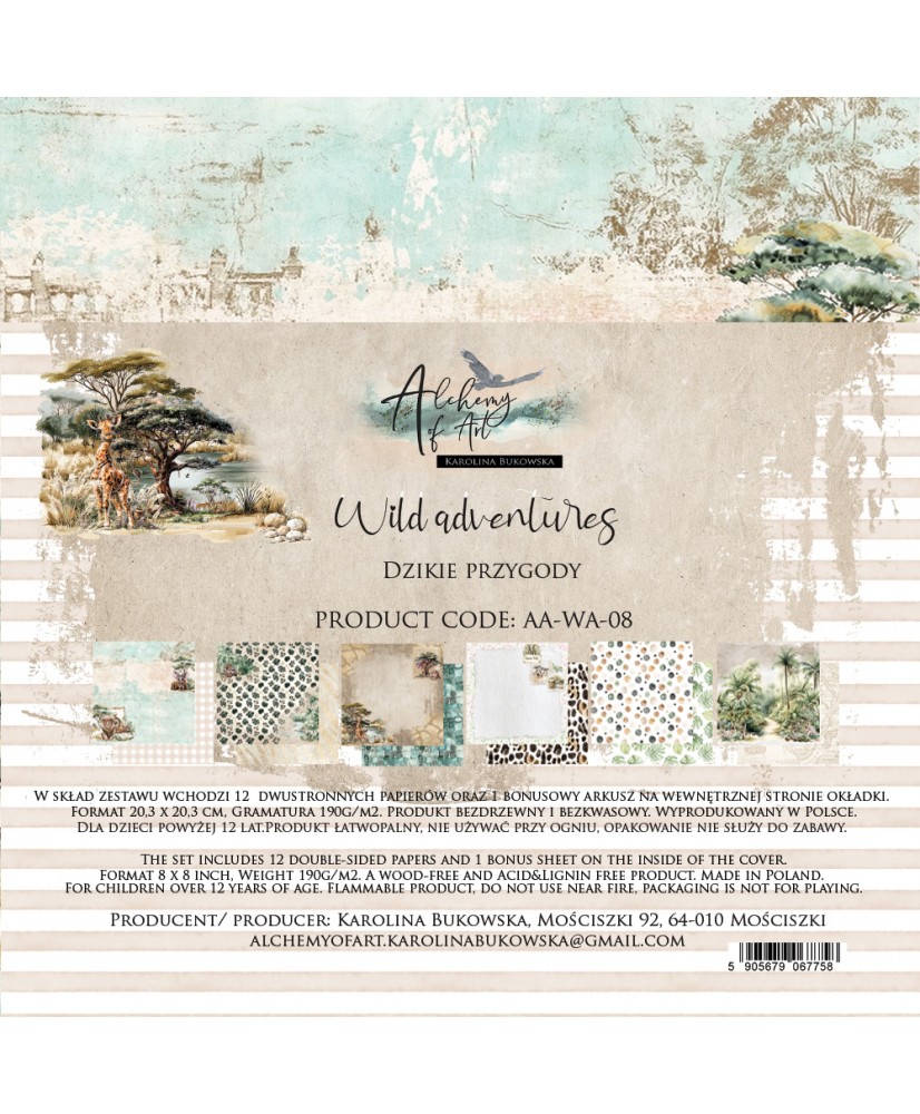 Wild adventures -  Scrapbooking paper set 12 X 12 6Pg