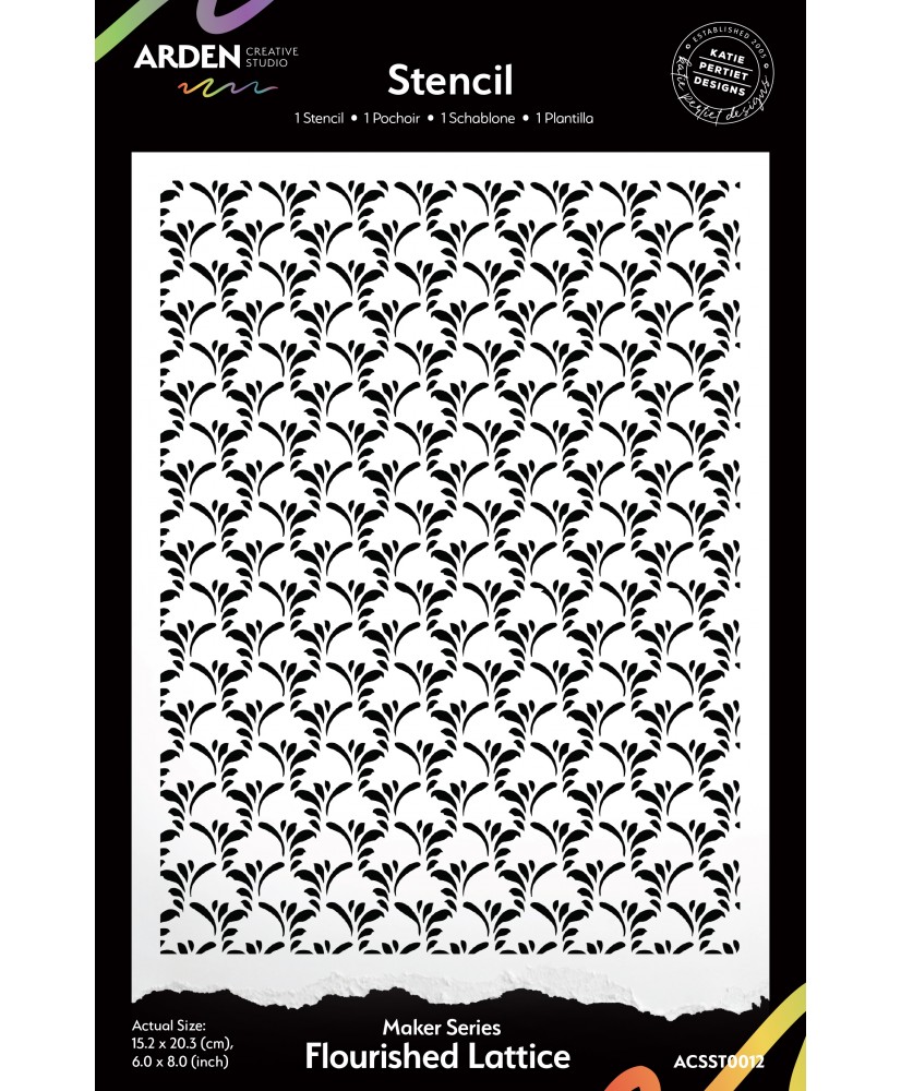 Maker Series Flourished Lattice 6in x 8in Stencil (Pre-order)