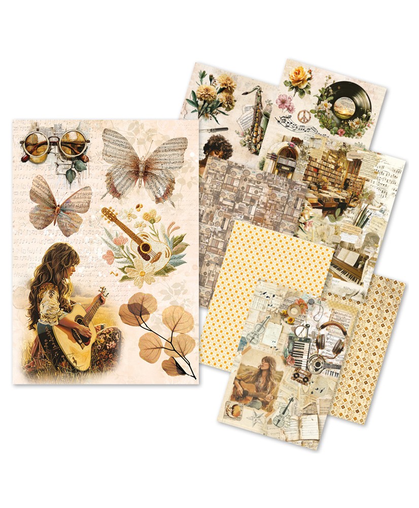 Rice Paper A5 MIXED 8/Pkg Seventies (Pre-order)