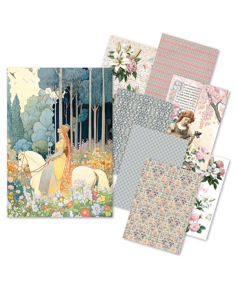 Rice Paper A5 MIXED 8/Pkg Courtly Love (Pre-order)