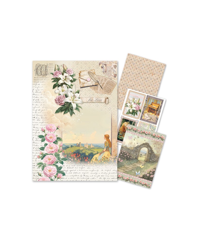 Rice Paper A4 MIXED 4/Pkg Courtly Love (Pre-order)