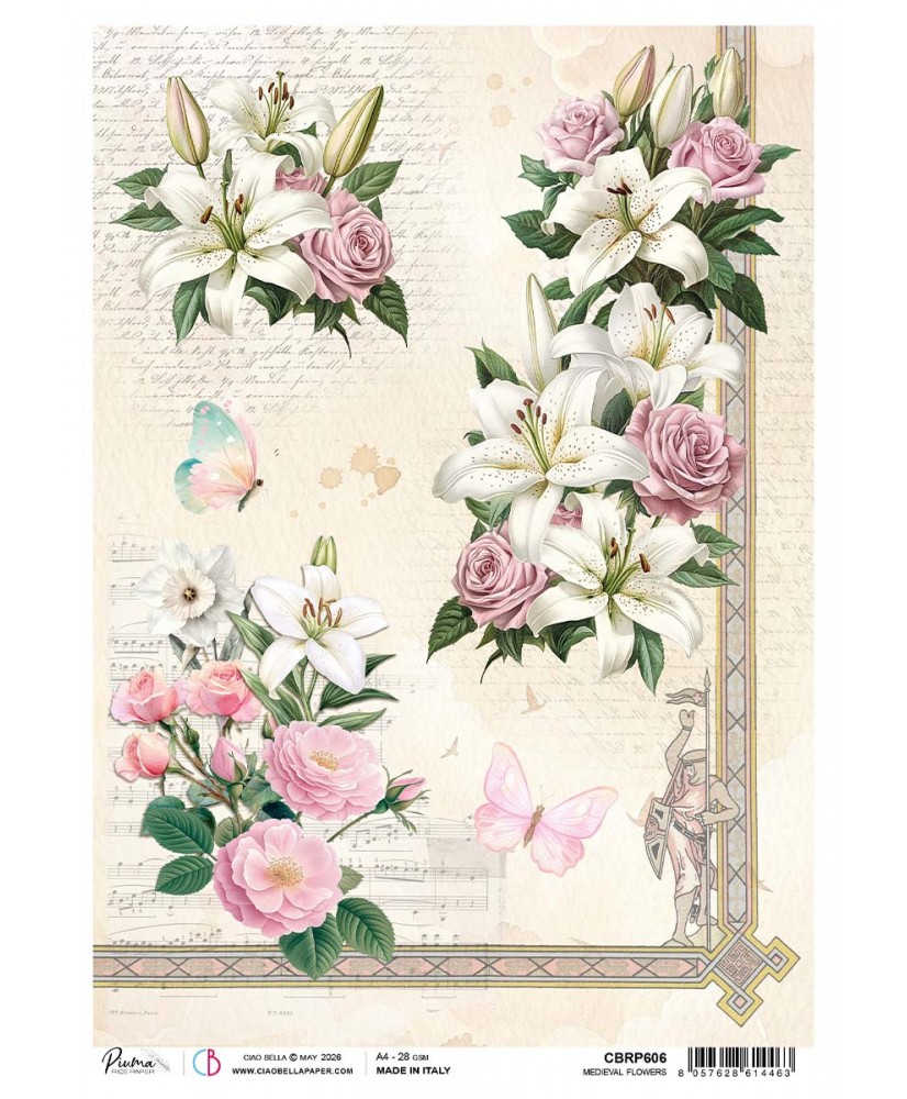 Rice Paper A4 Medieval Flowers (Pre-order)