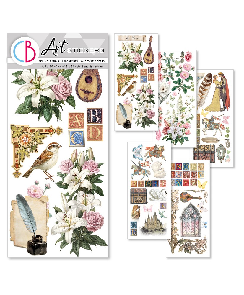 Courtly Love Art Stickers transparent adhesive sheets 5/Pkg (Pre-order)