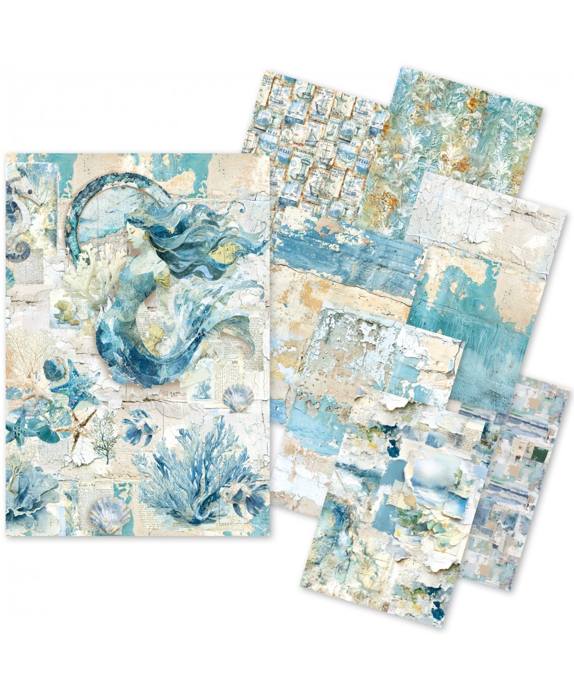 Craftmix Mixed Edge of the Ocean A5 Paper Pack - 8 Sheets (Tissue & Vellum Variety) (Pre-order)