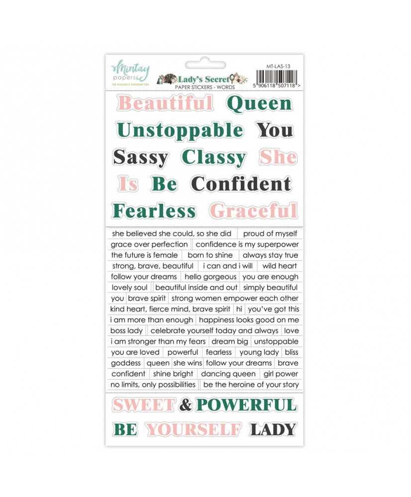 Lady's Secret - 6 x 12 Paper Stickers - Words