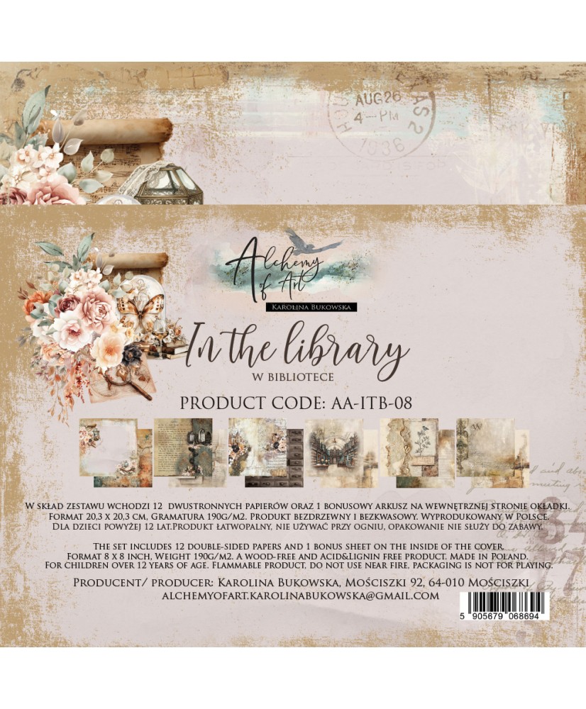 In the Library - Scrapbooking paper set 8x8 12Pg