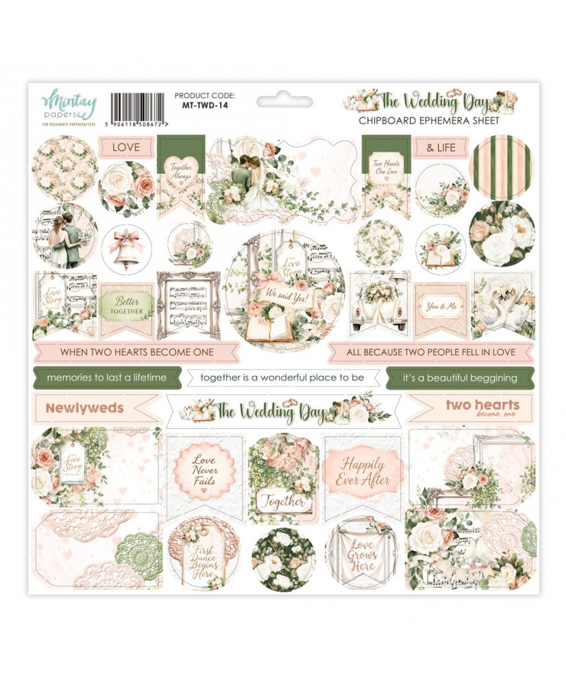 The Wedding Day - 12 x 12 Chipboard Ephemera Sheet (Pre-order)
