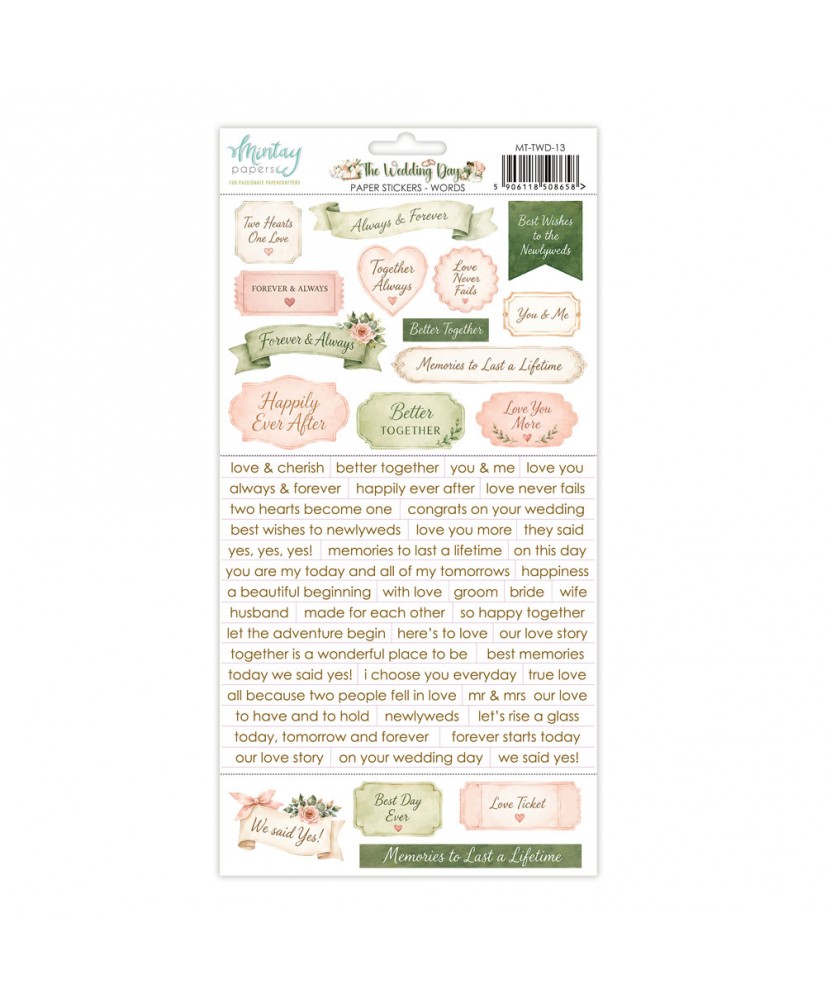 The Wedding Day - 6 x 12 Paper Stickers - Words(Pre-order)