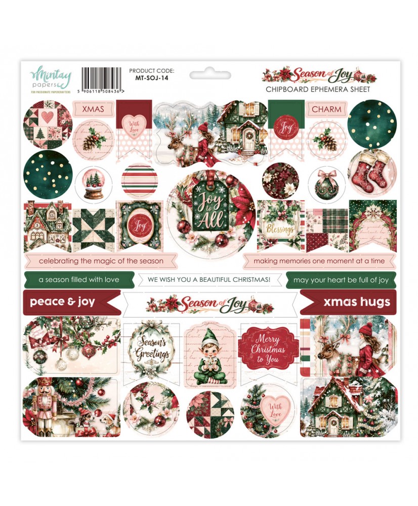 Season of Joy - 12 x 12 Chipboard Ephemera Sheet (Pre-order)