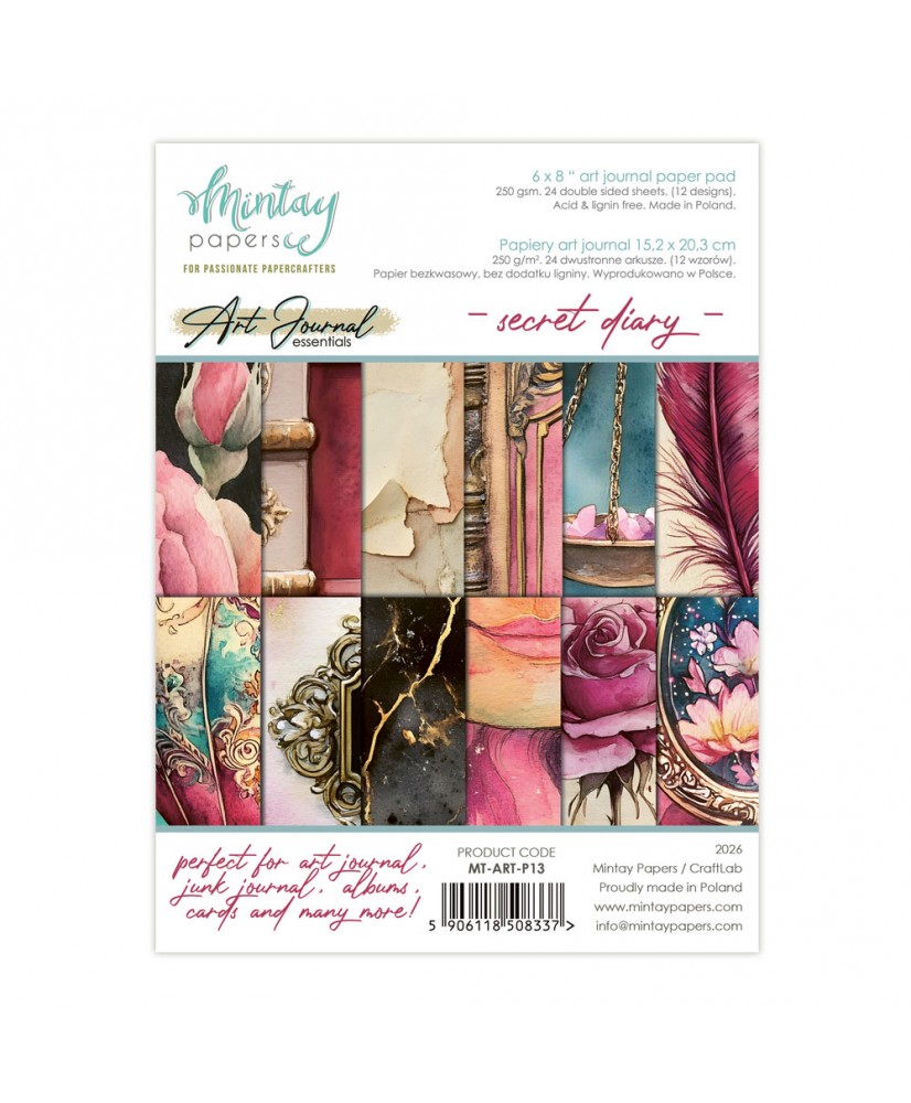 6 x 8 Art Journal Paper Pad - Secret Diary(Pre-order)