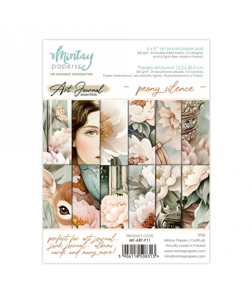 6 x 8 Art Journal Paper Pad - Peony Silence(Pre-order)
