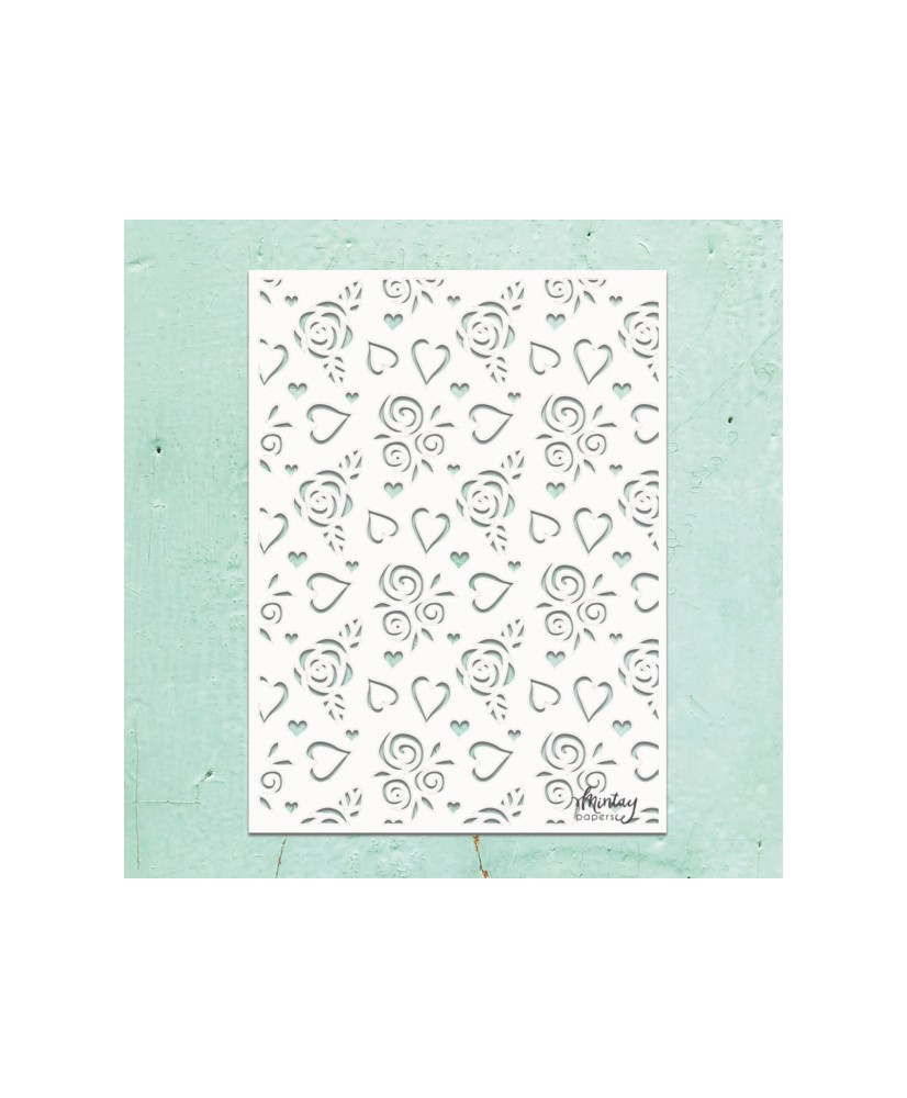 Mintay Kreativa - 6 x 8 Stencil - Hearts & Roses