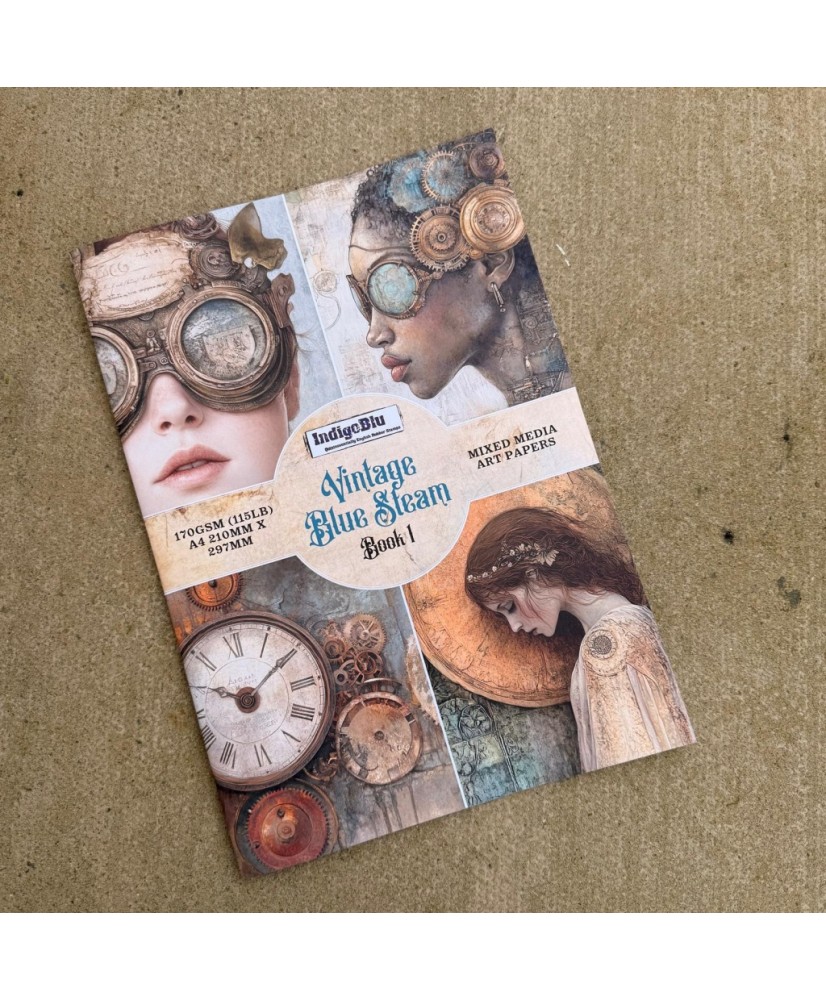 Vintage Blue Steam Papetr Book - A4