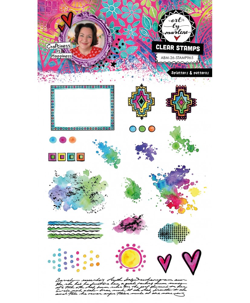 ABM Clear Stamp Splatters & patterns 148x210x3mm 20Pc (Pre-order)