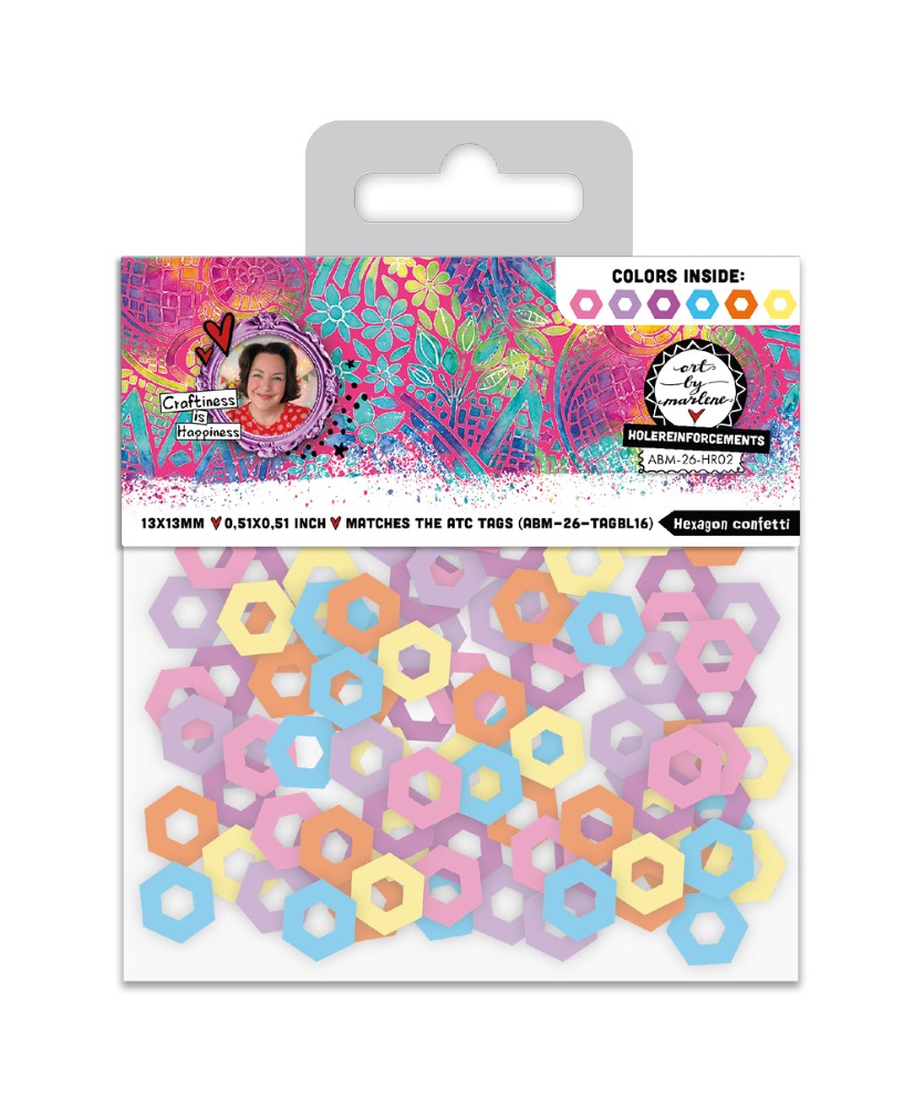 ABM Hole-reinforcements Hexagon confetti 130x105x5mm 6 Colors(Pre-order)