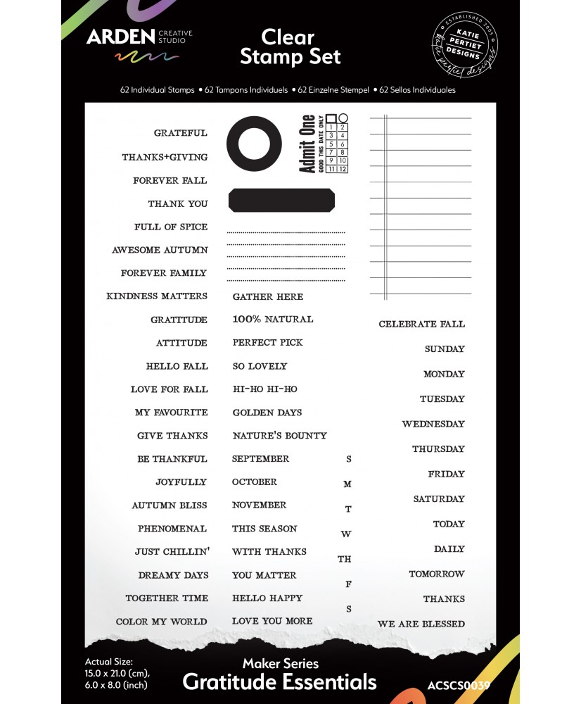 Maker Series Gratitude Essentials 6in x 8in Clear Stamp Set (Pre-Order)