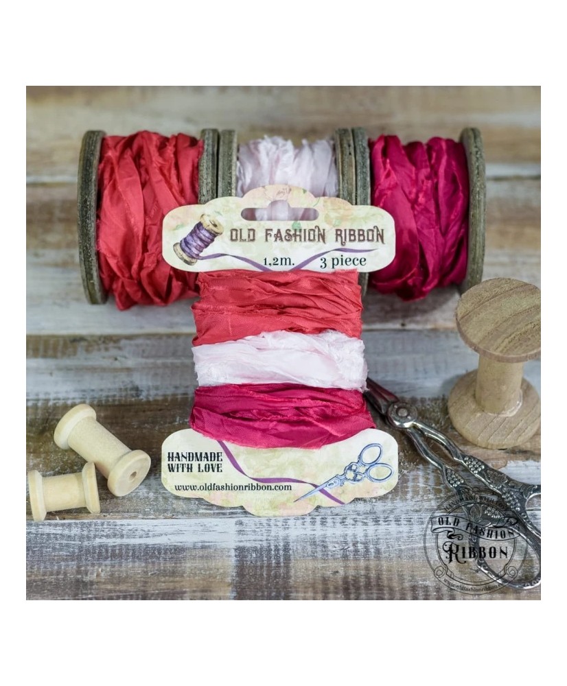 Old fashion ribbons -set of 3 pieces- Deep Pinks