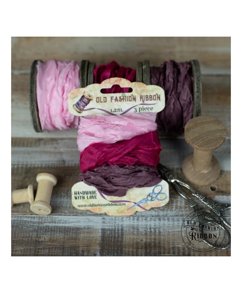 Old fashion ribbons -set of 3 pieces- Berry and Roses