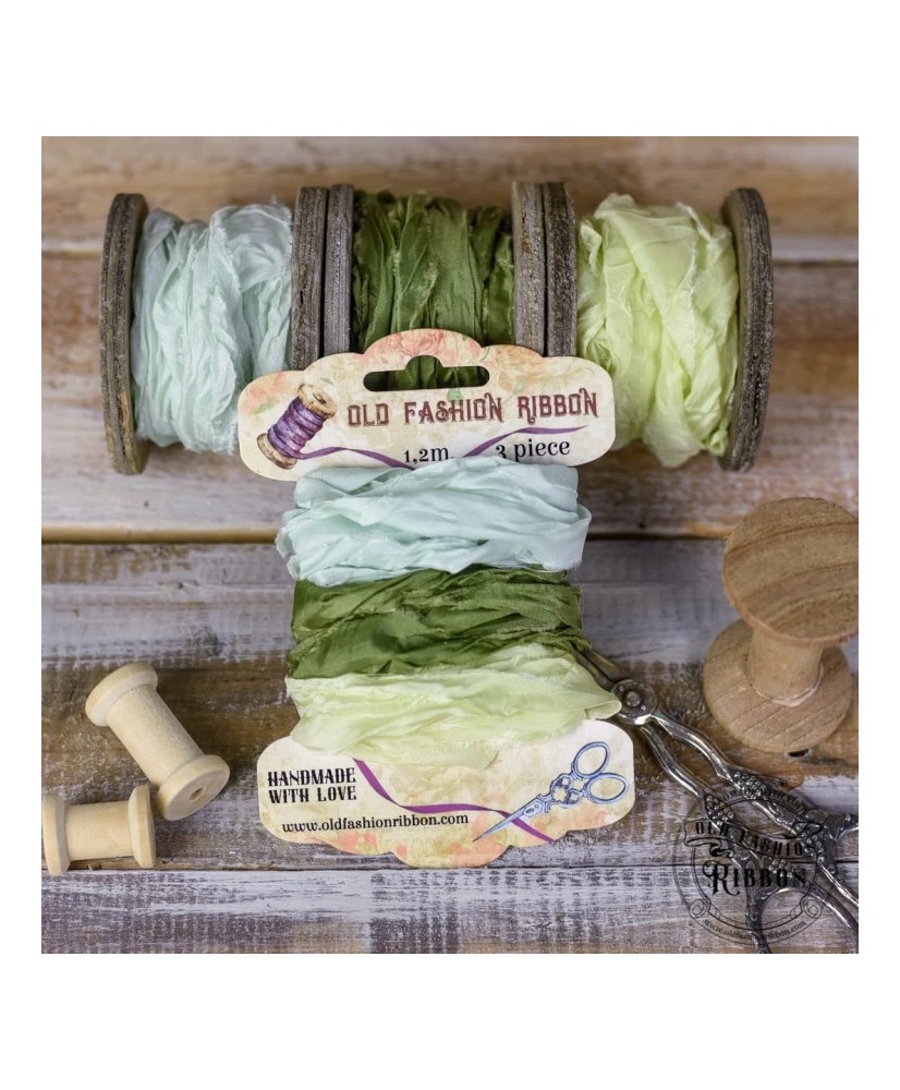 Old fashion ribbons -set of 3 pieces- Greens