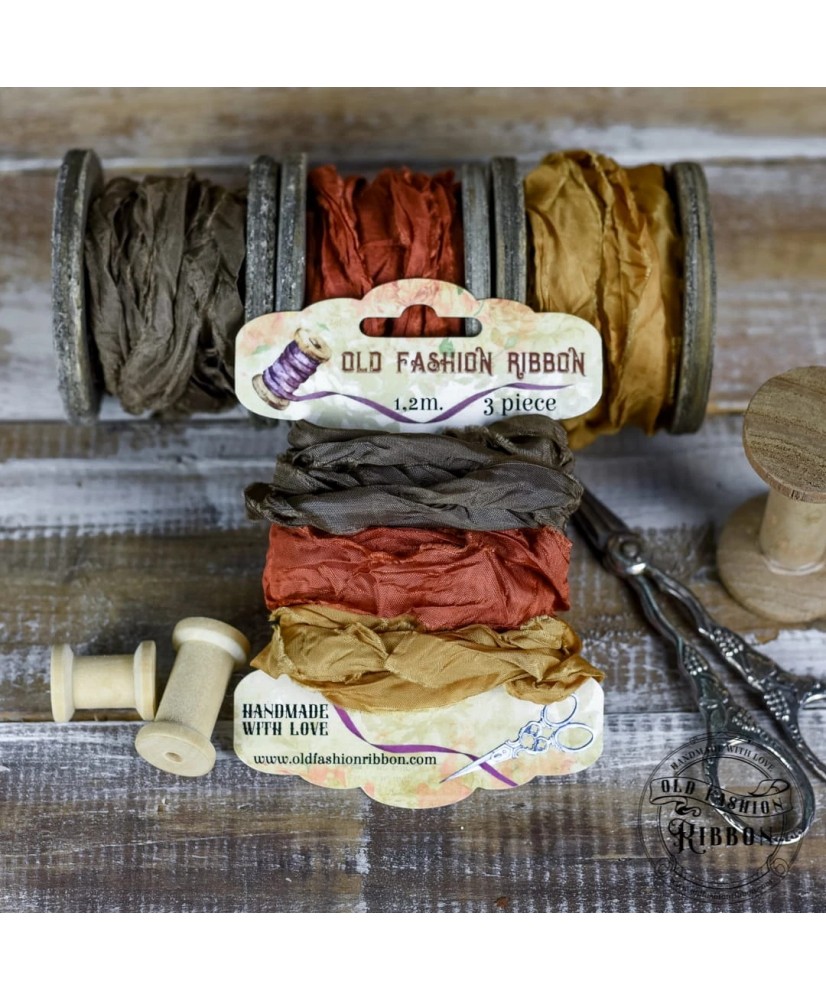 Old fashion ribbons -set of 3 pieces- Browns