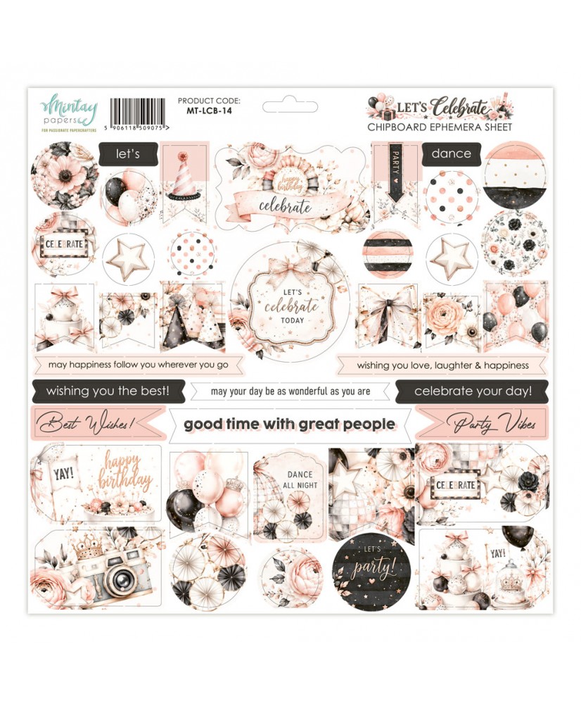 Let's Celebrate 12 x 12 Chipboard Ephemera Sheet  (Pre-order)