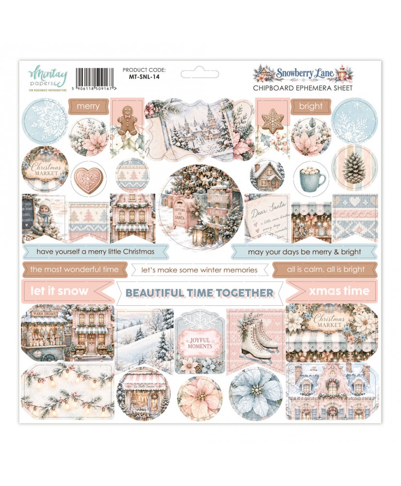 Snowberry Lane 12 x 12 Chipboard Ephemera Sheet  (Pre-order)
