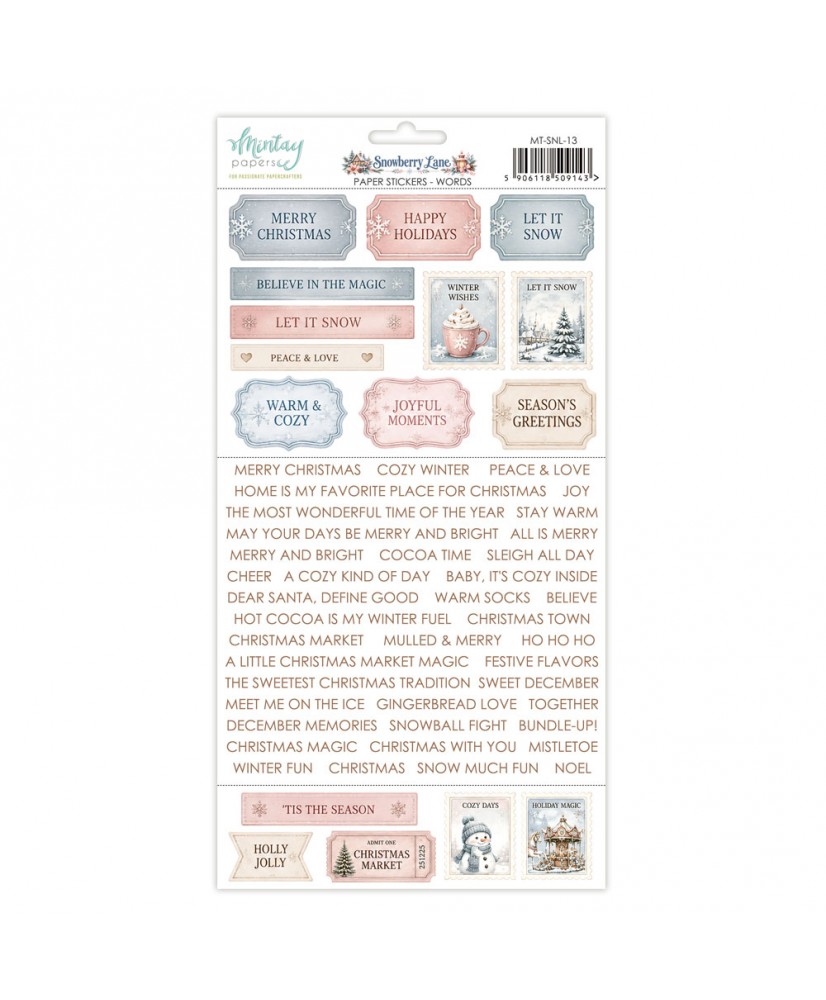 Snowberry Lane 6 x 12 Paper Stickers  - Words (Pre-order)