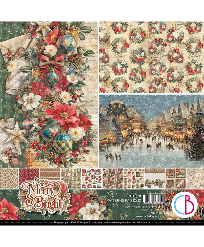 Merry & Bright Patterns Pad 12x12 8/Pkg (Pre-Order)