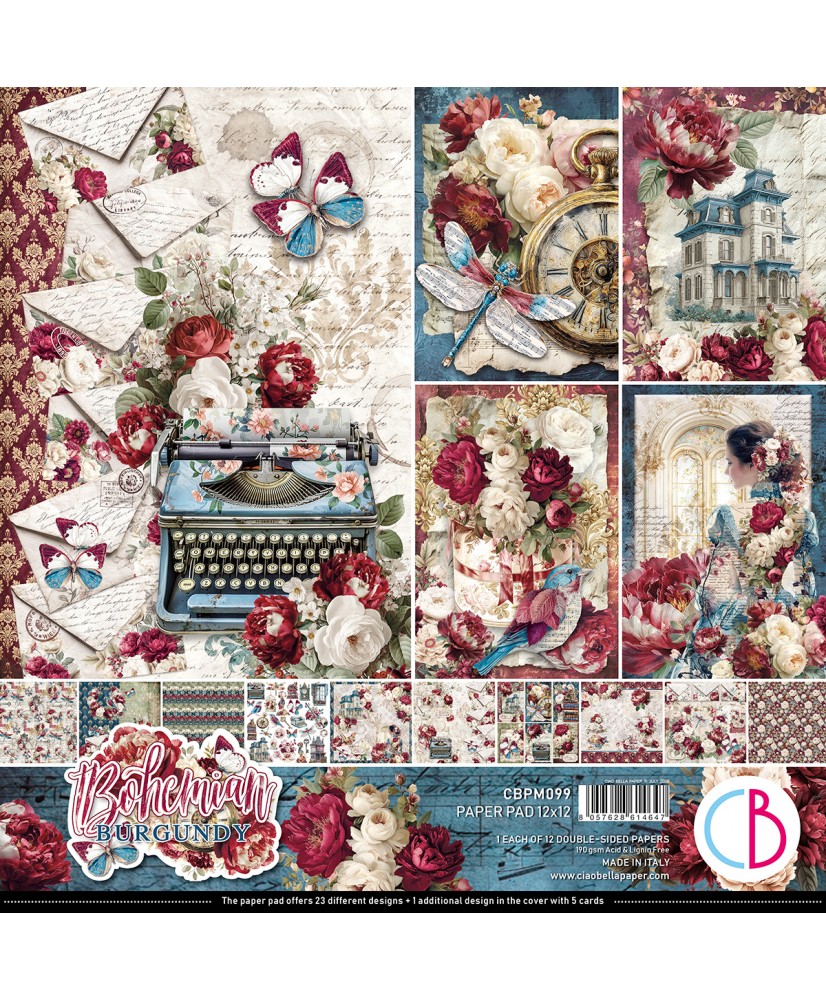 Bohemian burgundy  Paper Pad 12x12 12/Pkg(Pre-Order)