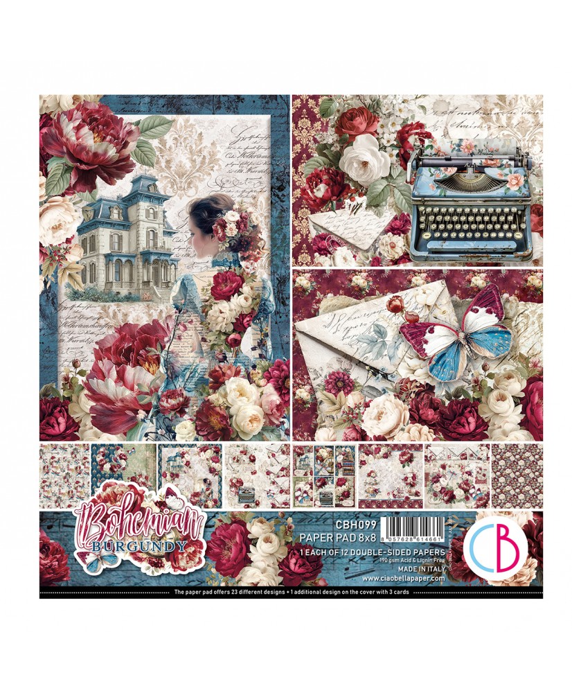 Bohemian burgundy Pad 8x8 12/Pkg (Pre-Order)
