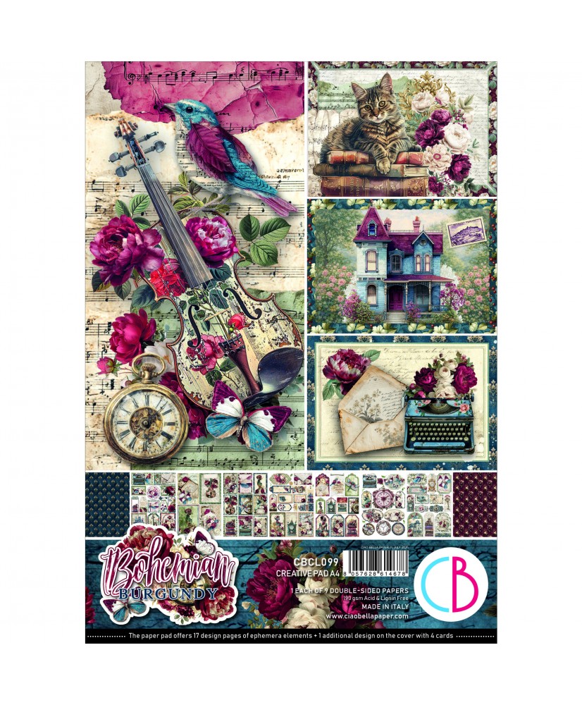 Bohemian burgundy  Creative Pad A4 9/Pkg (Pre-Order)