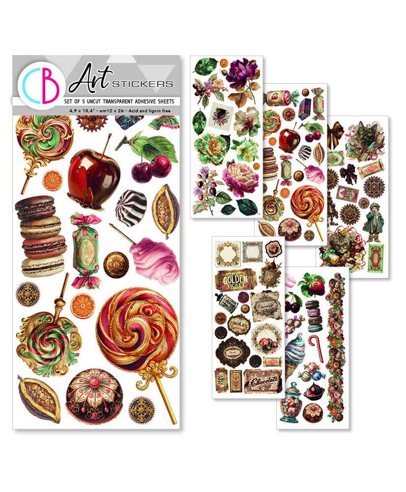Chocolate Wanderlust Art Stickers transparent adhesive sheets 5/Pkg (Pre-Order)