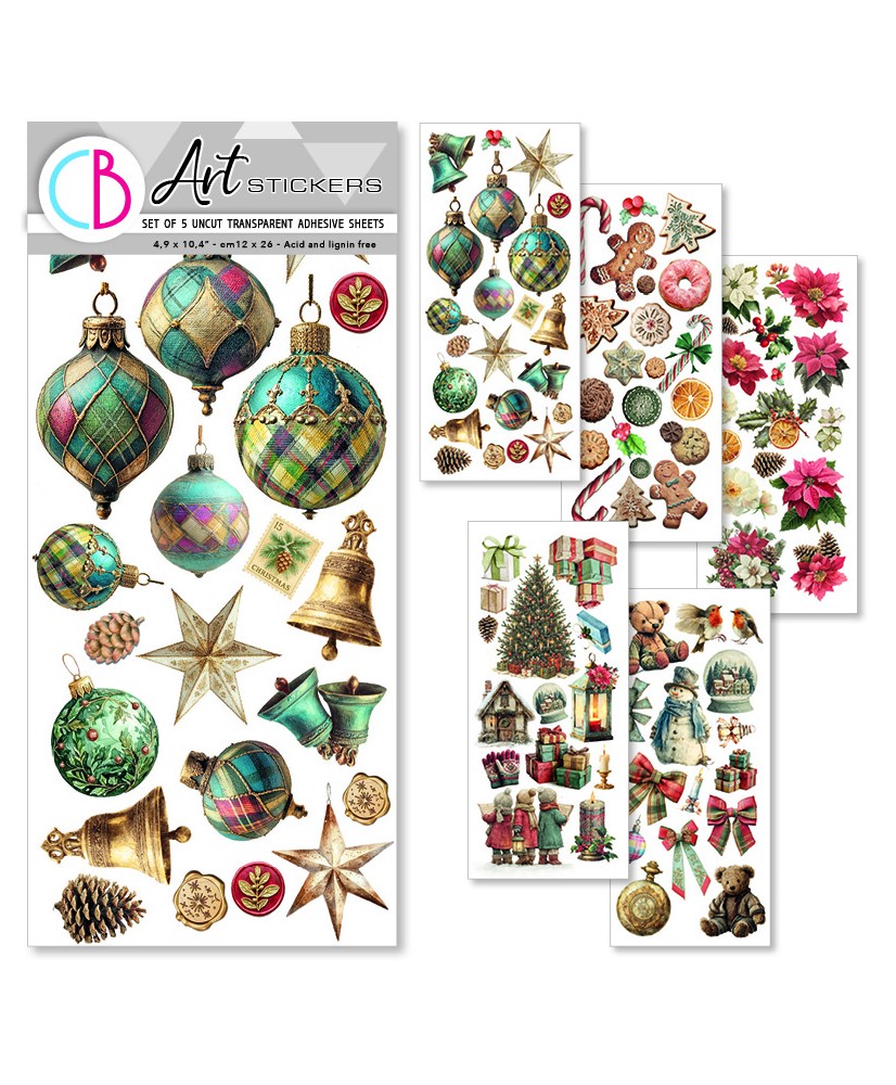 Merry & Bright  Art Stickers transparent adhesive sheets 5/Pkg (Pre-Order)