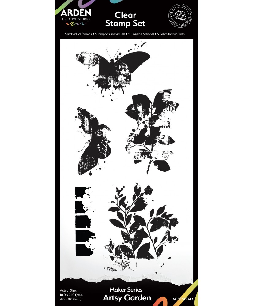 Maker Series Artsy Garden 4in x 8in Clear Stamp Set (Pre-order)