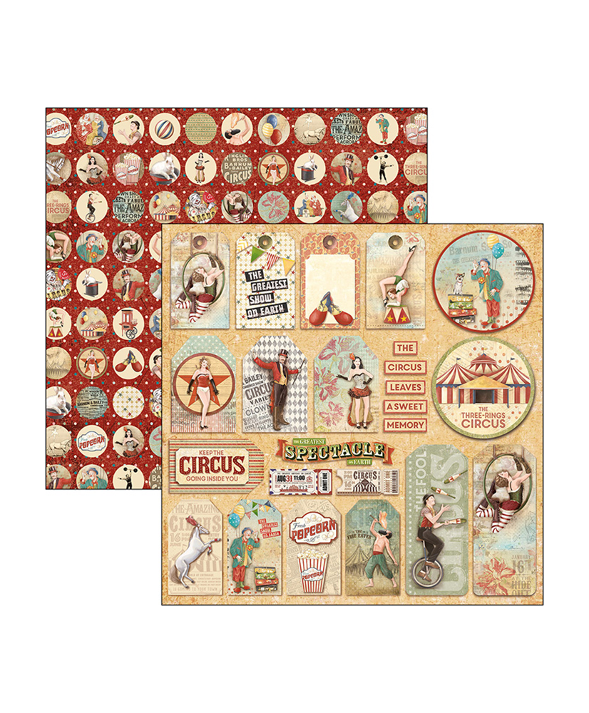 Circus Tags Double-Sided Paper Sheet