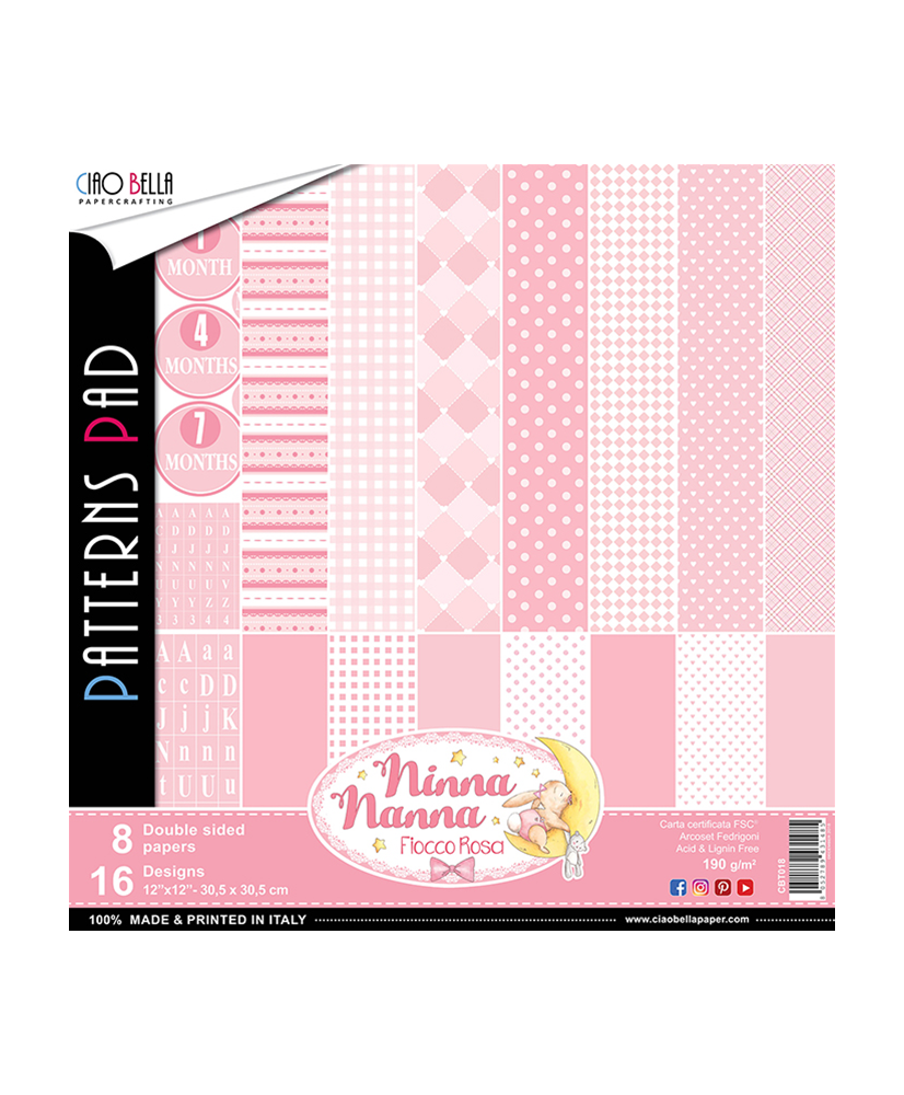 Ninna nanna Girl Double-Sided Patterns Pad 12×12 8 Sheets